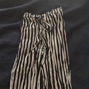 Black and white striped pants